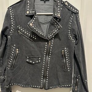 Studded Charcoal Jean Jacket